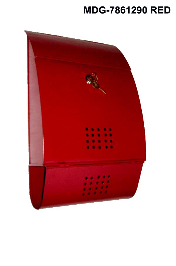 Mailbox With Lock & Newspaper Compartment Red