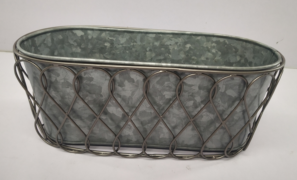 Horizontal Oval Metal Planter
